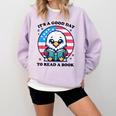 A Good Day To Read a Book Reading Eagle With American Flag Comfort Colors Sweatshirt Crimson