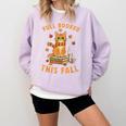 Halloween Fully Booked This Fall Book Ginger Cat Reading Comfort Colors Sweatshirt Crimson