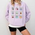 Halloween Ghosts Reading Books Pattern Spooky Kawaii Anime Comfort Colors Sweatshirt Crimson