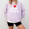 I Heart Book Nerds Book Readers Cute Comfort Colors Sweatshirt Crimson