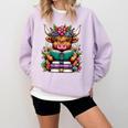 Highland Cow Book Floral Bookworm Comfort Colors Sweatshirt Crimson Highland Cow Book Floral Bookworm Comfort Colors Sweatshirt Crimson