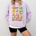 HUGvyn Happy 100 Days Of School Teacher Goose Preppy Books Comfort Colors Sweatshirt Crimson