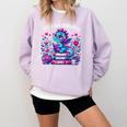 Just A Girl Who Loves Dragons And Books Cute Dragon Reading Premium Tri-Blend Comfort Colors Sweatshirt Crimson