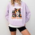 Kawaii Feline Book Reading Read Books Pet My Calico Cat Men Women Comfort Colors Sweatshirt Crimson