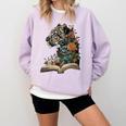 Leopard Book Flower Comfort Colors Sweatshirt Crimson