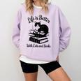 Life Is Better With Cats & Books Tuxedo Cat Mom Women Comfort Colors Sweatshirt Crimson Life Is Better With Cats & Books Tuxedo Cat Mom Women Comfort Colors Sweatshirt Crimson