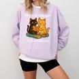 Life Is Better With Cats And Books Cute Cat Lover Comfort Colors Sweatshirt Crimson