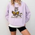 Life Is Better With Cats Coffee Books Cat Reading Book Comfort Colors Sweatshirt Crimson