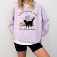 Life Is Better With Tea Cats And Books Cat Sayings Comfort Colors Sweatshirt Crimson Life Is Better With Tea Cats And Books Cat Sayings Comfort Colors Sweatshirt Crimson