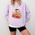 Love Book Coffee Heart Coquette Bow Valentines Day Comfort Colors Sweatshirt Crimson