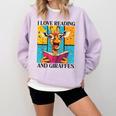 Love Reading And Giraffes Cute Giraffe Reading Book Lovers Comfort Colors Sweatshirt Crimson