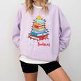 Merry Bookmas Book Christmas Tree Lights Xmas Men Women Kids Comfort Colors Sweatshirt Crimson