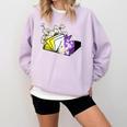 Non-Binary Book Lover Nonbinary Daisy LGBT Reading Pride Comfort Colors Sweatshirt Crimson