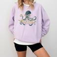 Octopus Reading Book Coffee Book Lover Bookworm Nerd Comfort Colors Sweatshirt Crimson