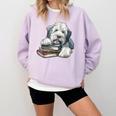 Old English Sheepdog Books Reading Dog Breed Graphic Comfort Colors Sweatshirt Crimson