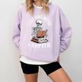 One More Chapter Skeleton Reading Books Lovers Readers Comfort Colors Sweatshirt Crimson