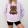 Owl With Glasses And Book Reading Comfort Colors Sweatshirt Crimson