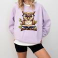 Owl Reading A Book Perched On A Branch Bookworm Comfort Colors Sweatshirt Crimson Owl Reading A Book Perched On A Branch Bookworm Comfort Colors Sweatshirt Crimson