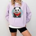 Panda With Book For Reading Enthusiasts Comfort Colors Sweatshirt Crimson Panda With Book For Reading Enthusiasts Comfort Colors Sweatshirt Crimson