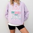 Pet Lover Easily Distracted By Dogs And Books Joke Men Comfort Colors Sweatshirt Crimson