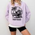 Raccoon Reading Books Summer Humor Trash Reader Comfort Colors Sweatshirt Crimson