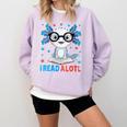 I Read Alotl Cute Axolotl Reading Book Lover Comfort Colors Sweatshirt Crimson