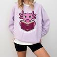 I Read Banned Books Axolotl Reading Comfort Colors Sweatshirt Crimson