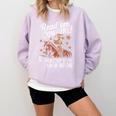 Read 'Em Cowgirl Saddle Up With A Good Book Rodeo Bookworm Comfort Colors Sweatshirt Crimson