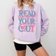 Read Your Heart Out Cute Teacher Reading Book Love Bookworm Comfort Colors Sweatshirt Crimson