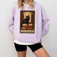 The Reader Cat Book Reading Halloween Tarot Card Comfort Colors Sweatshirt Crimson