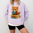 Reading Book Lover Red Panda Read Books Be Kind Stays Weird Comfort Colors Sweatshirt Crimson