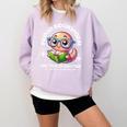 Reading Book Lovers Glasses Cartoon Worm Books Cute Bookworm Comfort Colors Sweatshirt Crimson