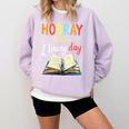 Reading Books Bibliophile Hooray It's Library Day Comfort Colors Sweatshirt Crimson