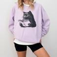 Reading Cat Cat Book Lover Comfort Colors Sweatshirt Crimson