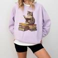Reading Cat Book Lover Comfort Colors Sweatshirt Crimson