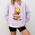 Reading Cat Books Cute Comfort Colors Sweatshirt Crimson Reading Cat Books Cute Comfort Colors Sweatshirt Crimson