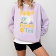 Reading Hobby Bookshelves Library Fueled By Books And Tea Comfort Colors Sweatshirt Crimson