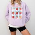 Reading Is My Jam Preppy Stawberry Bookworm Book Lover Nerd Comfort Colors Sweatshirt Crimson