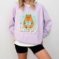Reading Makes Me Cappy Bookworm Capybara Book Reading Comfort Colors Sweatshirt Crimson