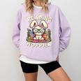 Reading Makes You Hoppier Bunny Book Fans Toddler Kid Comfort Colors Sweatshirt Crimson