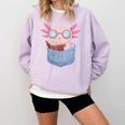 Readsalotl Axolotl Reading Book Lover Reading Pocket Axolotl Comfort Colors Sweatshirt Crimson