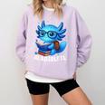 Readsolotl Blue Kawaii Axolotl Book Lover Reading Comfort Colors Sweatshirt Crimson