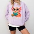 Readsolotl Kawaii Axolotl Reading Book Lover Comfort Colors Sweatshirt Crimson