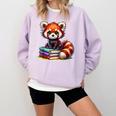 Red Panda Books Lover Reading Bookworm Comfort Colors Sweatshirt Crimson
