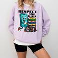 Respect Elders Cellphone Pushing Books In a Wheelchair Comfort Colors Sweatshirt Crimson