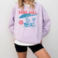 Retro Book Girl Summer Beach Vacation For Book Lover Comfort Colors Sweatshirt Crimson