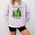 Retro Book Lucky Reading Teacher St Patrick's Day -Adults Small Cotton Blend Polyester Blend Short Sleeve Comfort Colors Sweatshirt Crimson