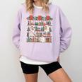 Retro Ghost Reading Book Teacher Librarian Bookish Christmas Comfort Colors Sweatshirt Crimson