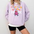 Retro Library Book Fair Queen School Reading Girls Women's Comfort Colors Sweatshirt Crimson