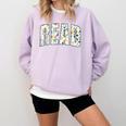 Retro Read Floral Reading Bookworm Librarian Book Lover Comfort Colors Sweatshirt Crimson